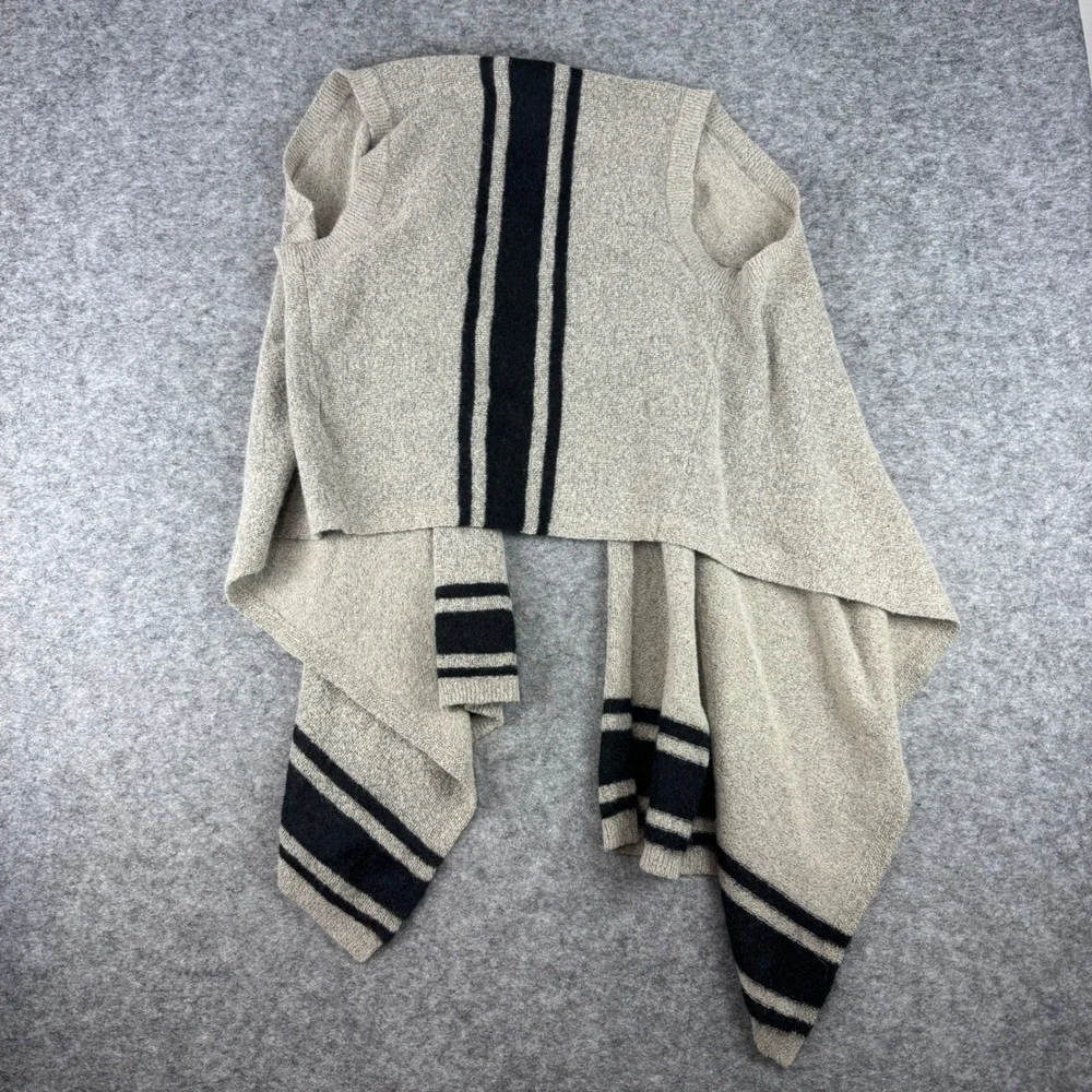 Banana Republic Womens Gray Wool Alpaca Mohair Blend Striped Drape Vest Size M
